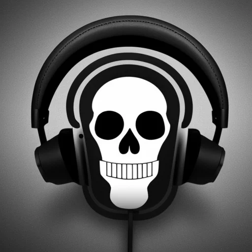 05043-309601010-(((skull in headphones))), feathers, symmetry, dark, shades of gray, cinematographic shadows, ((logo)), (((crown))).webp